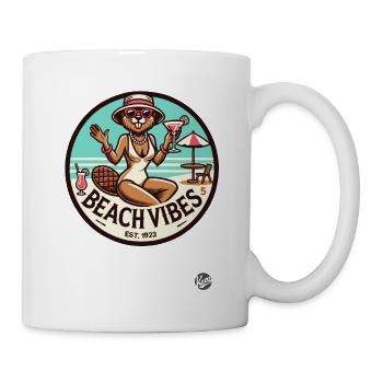 Beaver Lady apporte une ambiance rétro de plage de vacances - Mug blanc - blanc - Droite