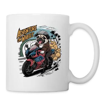 Mops Hundehalter Mops Motorrad on Wheels - Tasse - Weiß - Rechts