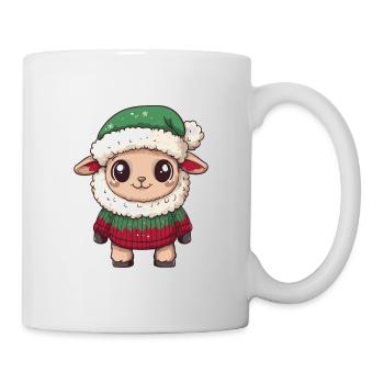 Schaf Weihnachten Comic - Tasse - Weiß - Rechts