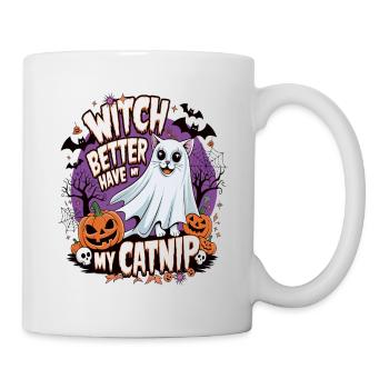 Halloween Cat Forget Candy Give Me A Cat - Tasse - Weiß - Rechts
