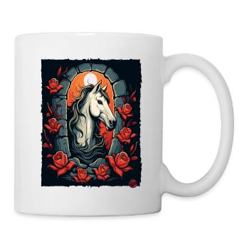 Rosen und Pferd - Tasse - Weiß - Rechts