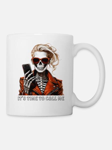 SKELETT FRAU IT'S TIME TO CALL ME - Tasse - Weiß