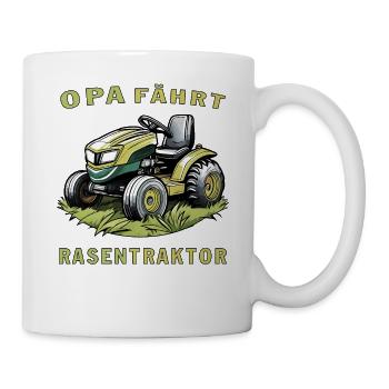 TONDEUSE À GAZON GRANDPA DRIVES TRACTEUR DE PELOUSE - Mug blanc - blanc - Droite
