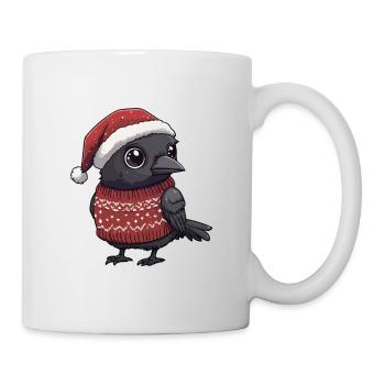 Rabe Krähe Weihnachten Comic - Tasse - Weiß - Rechts