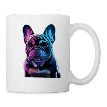 Französische Bulldogge Hund Mops - Tasse - Weiß - Rechts