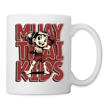 Muay Thai Kids, Mädchen - Kinder Thai Boxen - Tasse - Weiß - Rechts
