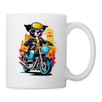 Cool biker - dog on the motorcycle - Mug - white - Right