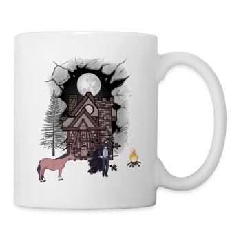 Château mystique médiéval halloween guerrier cheval - Mug blanc - blanc - Droite