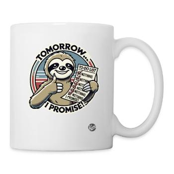 Promised to do nothing, sloth to-do list - Mug - white - Right