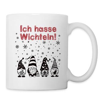 Wichtel Weihnachten Wichteln Weihnachtsgnom Gnom - Tasse - Weiß - Rechts