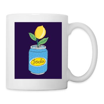 Lemon Soda Can with Fruit Branch – Quirky Art - Mug - white - Right