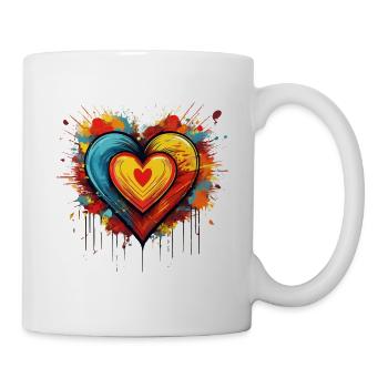 Colourful Heart Explosion – Bold Pop Art Design - Mug - white - Right