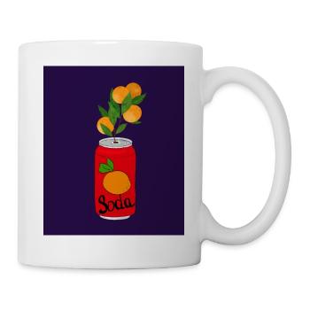 Orange Soda Can with Fruit Branch – Quirky Art - Mug - white - Right