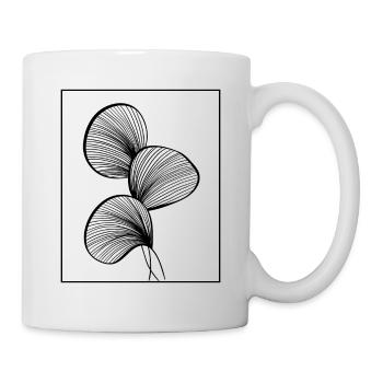 Minimalist Abstract Leaf Line Art – Elegant Design - Mug - white - Right