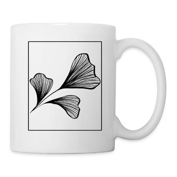 Abstract Ginkgo Leaf Line Art – Minimalist Botanic - Mug - white - Right