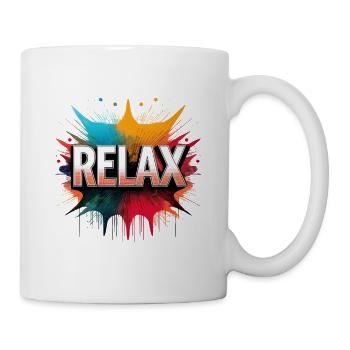 Relax Comic Sound Effect – Bold Pop Art Design - Mug - white - Right