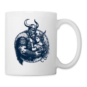 Wikinger-Krieger hält seine Freya Valkyrie - Tasse - Weiß - Rechts