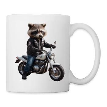 Waschbär-Biker - Tasse - Weiß - Rechts