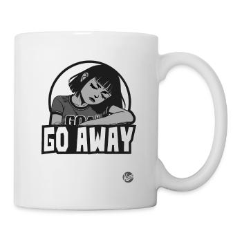 Müdes Cartoon-Mädchen: Geh weg - Tasse - Weiß - Rechts