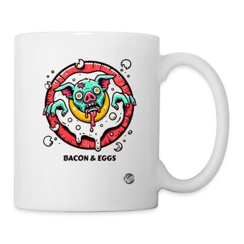 Fried egg and bacon pork for breakfast - Mug - white - Right