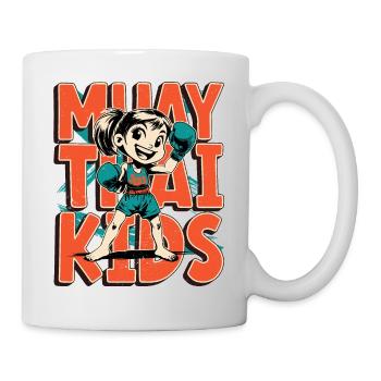 Muay Thai Kids, Mädchen - Kinder Thai Boxen - Tasse - Weiß - Rechts