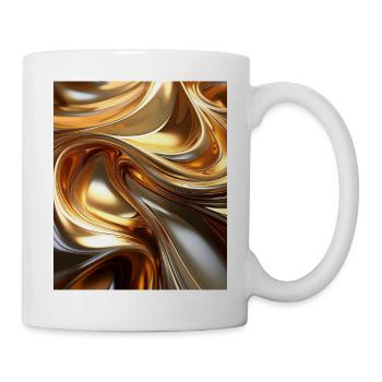 Golden Liquid Metal Waves – Modern Abstract Design - Mug - white - Right