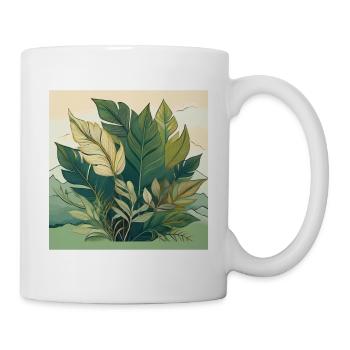 Colourful Floral Line Art with Vibrant Leaves - Mug - white - Right