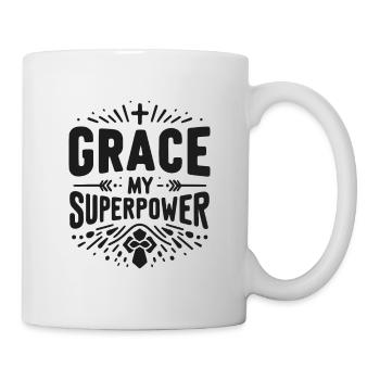 Gnade meine Superkraft - Tasse - Weiß - Rechts
