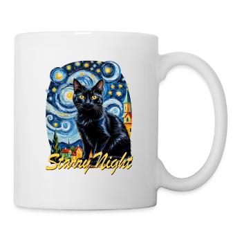 Nachtschwarze Katze Night Black Cat - Tasse - Weiß - Rechts