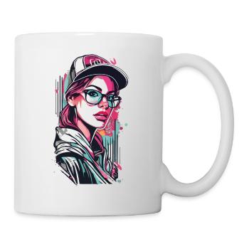 Fille urbaine dans le style Pop Art - Mug blanc - blanc - Droite