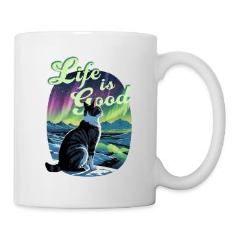 La vie est belle Aurores boréales La vie des chats est bonne - Mug blanc - blanc - Droite
