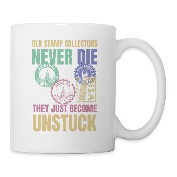 Lustige Briefmarken Briefmarkensammlung Humor - Tasse - Weiß - Rechts