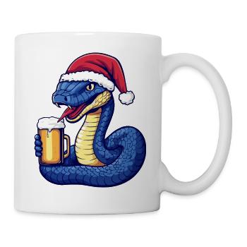 Schlange Kobra Bier Xmas Weihnachten - Tasse - Weiß - Rechts