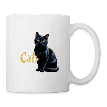 Majestätische schwarze Katze Porträt Majestic - Tasse - Weiß - Rechts