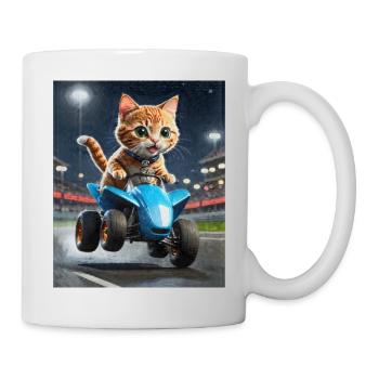Speedy Whiskers - Rennkatze auf ATV Speedy - Tasse - Weiß - Rechts