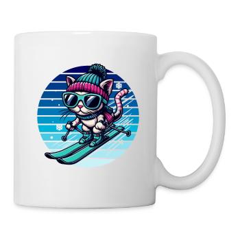Wintersport Skifahren Katze Schnee Winter Kinder - Tasse - Weiß - Rechts