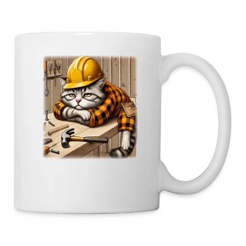 Bored cat in the workshop - Mug - white - Right