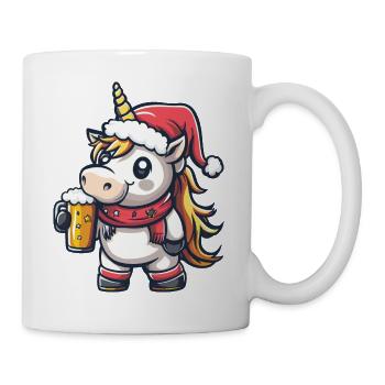 Einhorn Bier Xmas Weihnachten - Tasse - Weiß - Rechts