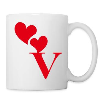 Lettre v cœur rouge - Mug blanc - blanc - Droite