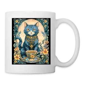 Elegant Vintage Cat with Teacup Elegant - Mug - white - Right