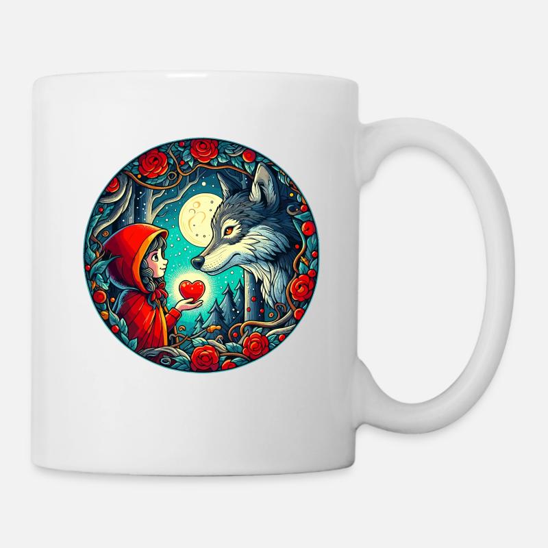 Märchen Rotkäppchen Wolf Kinder Herz Tierschutz - Tasse - Weiß