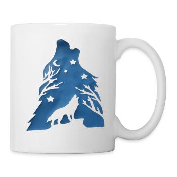 loup hurle nuit - Mug blanc - blanc - Droite