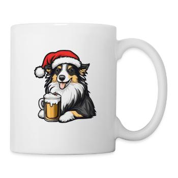 Border Collie Hund Bier Xmas Weihnachten - Tasse - Weiß - Rechts