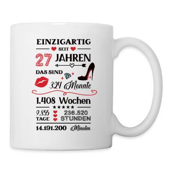 27 Geburtstag 27er Geb 27th Birthday 27. Jahre Alt - Tasse - Weiß - Rechts