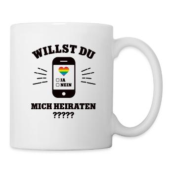 Willst Du Mich Heiraten Heiratsantrag LGBTQ Heirat - Tasse - Weiß - Rechts