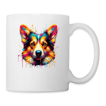 Splash Art Strickjacke Welsh Corgi Papa Corgis - Tasse - Weiß - Rechts