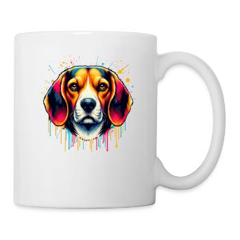 Bunte Splash Art Beagle Beagles - Tasse - Weiß - Rechts