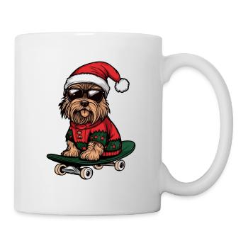 Yorkshire Terrier Chien Noël Skateboard - Mug blanc - blanc - Droite