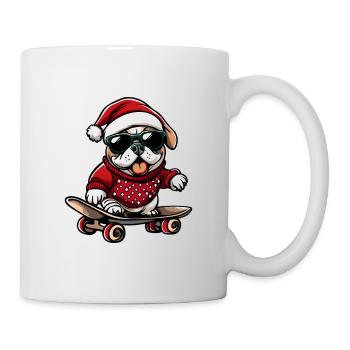 Bulldog Dog Christmas Skateboard - Mug - white - Right