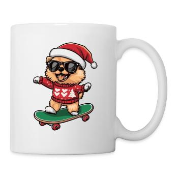 Pomeranian Dog Christmas Skateboard Pomeranian - Mug - white - Right